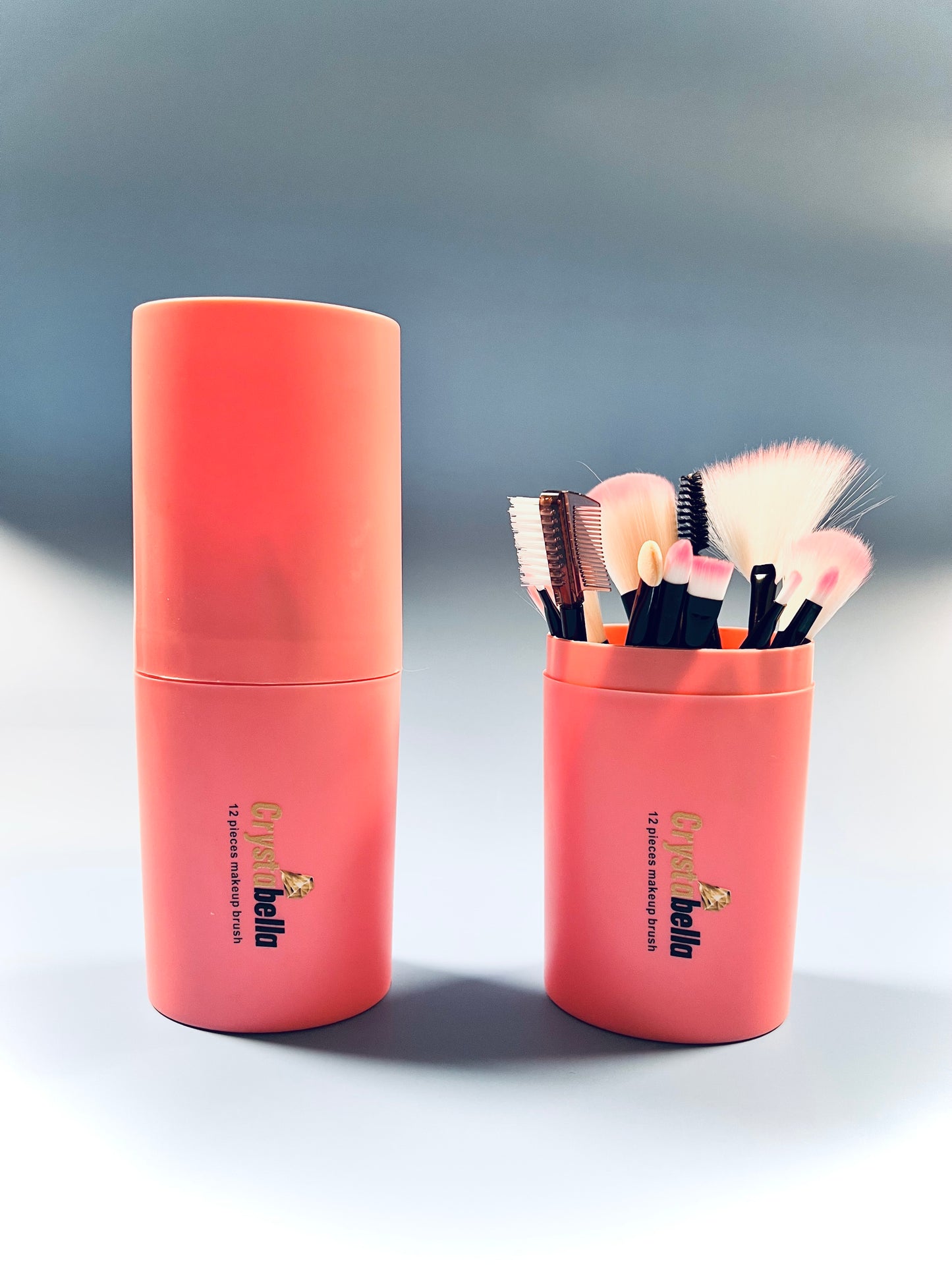 12 Piece makeup brush set - Peach