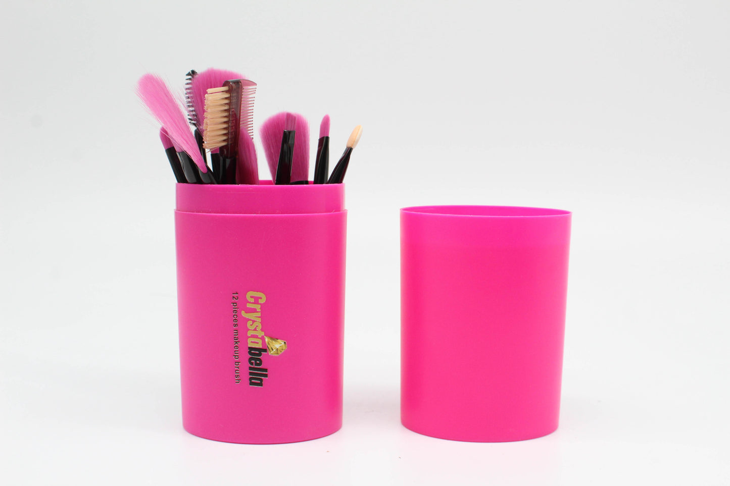 12 Piece makeup brush set - Fuchsia Pink